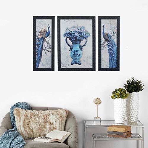 JaipurCrafts Flower Set of 3 Large Framed UV Digital Reprint Painting (Wood, Synthetic, 36 cm x 61 cm)