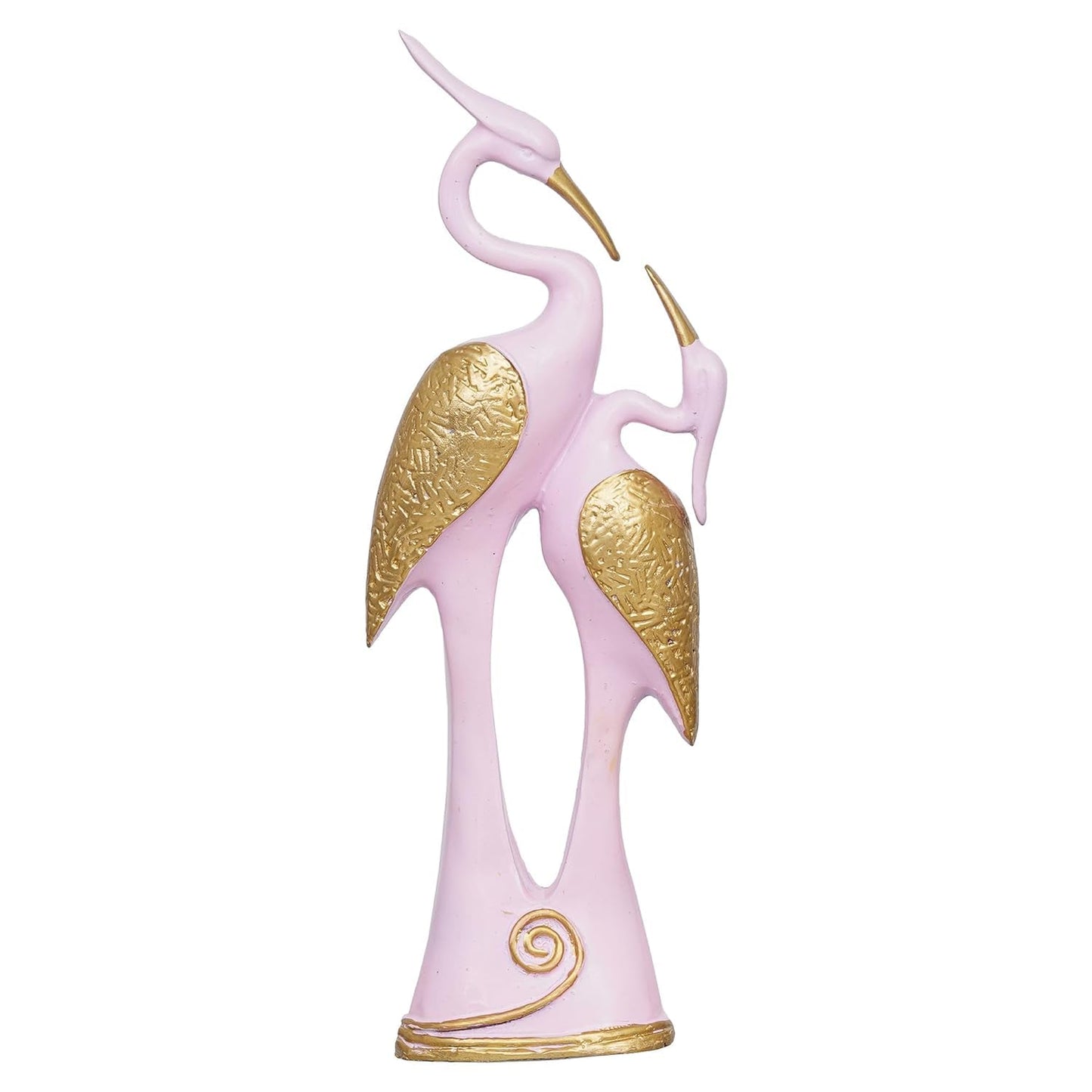 Webelkart Premium Good Luck Swan Pair of Kissing Duck Showpiece for Home and Office Decor - 35.56 cm (Polyresin) (Pink and Gold)