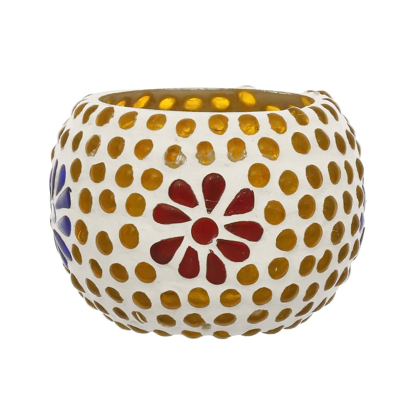 Webelkart Premium Mosaic tealight Candle Holder for Home and Christmas Decorations - (Multi -Pack of 1)- Mix Designs