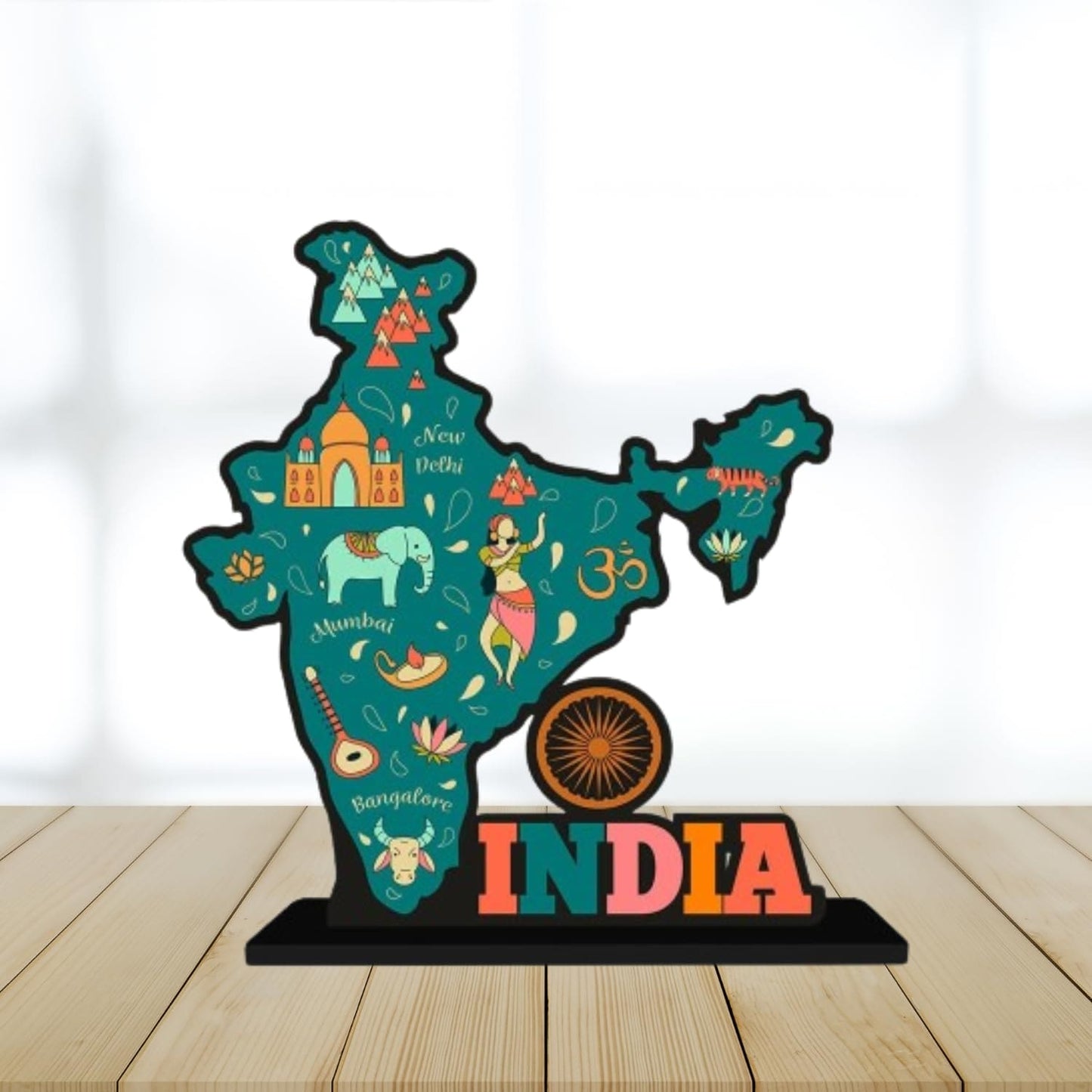 JaipurCrafts Wooden India Map Motivational Quotes Table Decoration For Office Desk | Home Decor Item | Living Room | Modern Art Wood Showpiece Gift Items