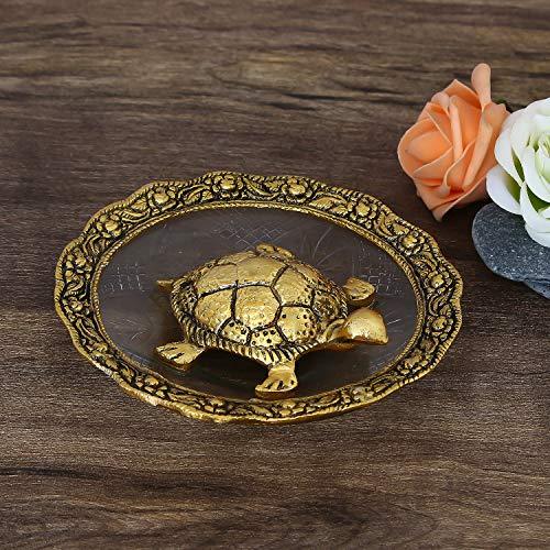 JaipurCrafts White Metal with Glass Plate Feng Shui Metal Tortoise,Turtle Plate Yantra Vastu Feng Sui, Vastu Yantra
