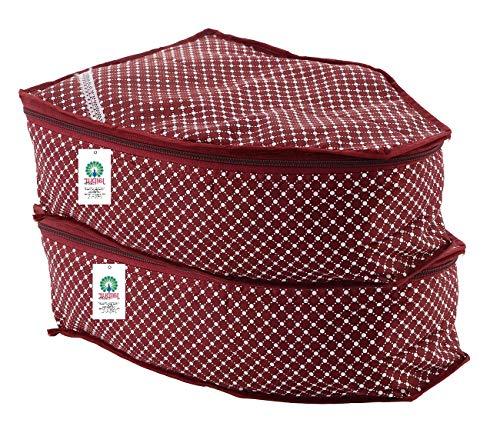JaipurCrafts 2 Piece Quilted Cotton Polka Dots Print Blouse Cover Set, Maroon (39 cm x 27 cm x 20 cm)