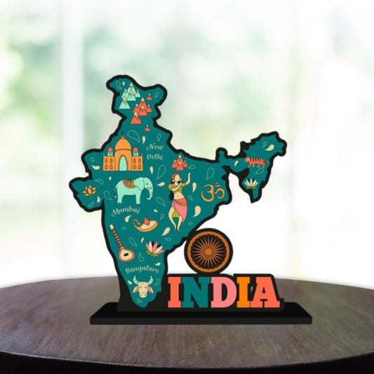 JaipurCrafts Wooden India Map Motivational Quotes Table Decoration For Office Desk | Home Decor Item | Living Room | Modern Art Wood Showpiece Gift Items