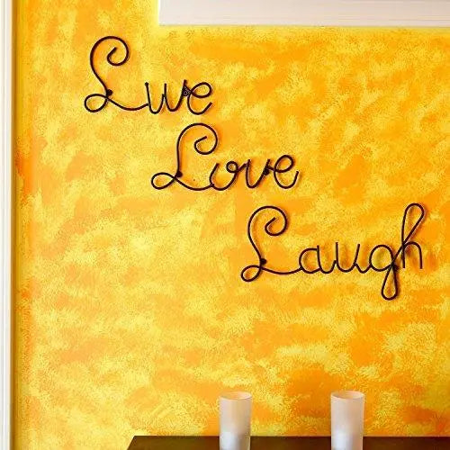 JaipurCrafts Iron Wall Mount Word Sculpture (live : 4 x 7 inch love : 4 x 8 inch laugh 4 x 12 inch, Black)