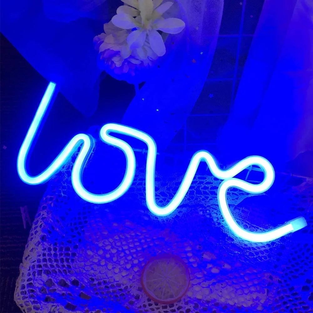 Love Neon Sign - LED USB/Battery Operated Wall Light for Bedroom, Party & Decor (Random Color)