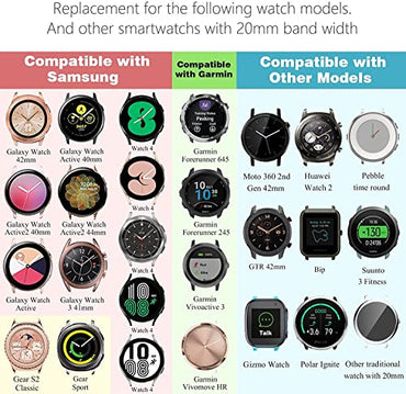 Zitel Bands for Garmin Forerunner 165/245/645, 55/158, Vivoactive 6/5/3/3S, Venu Sq/Sq 2, Venu 2 Plus, 20mm - Army Green