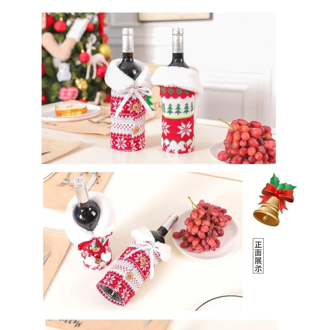 Wool style Christmas Fur Wine Bottle Cover