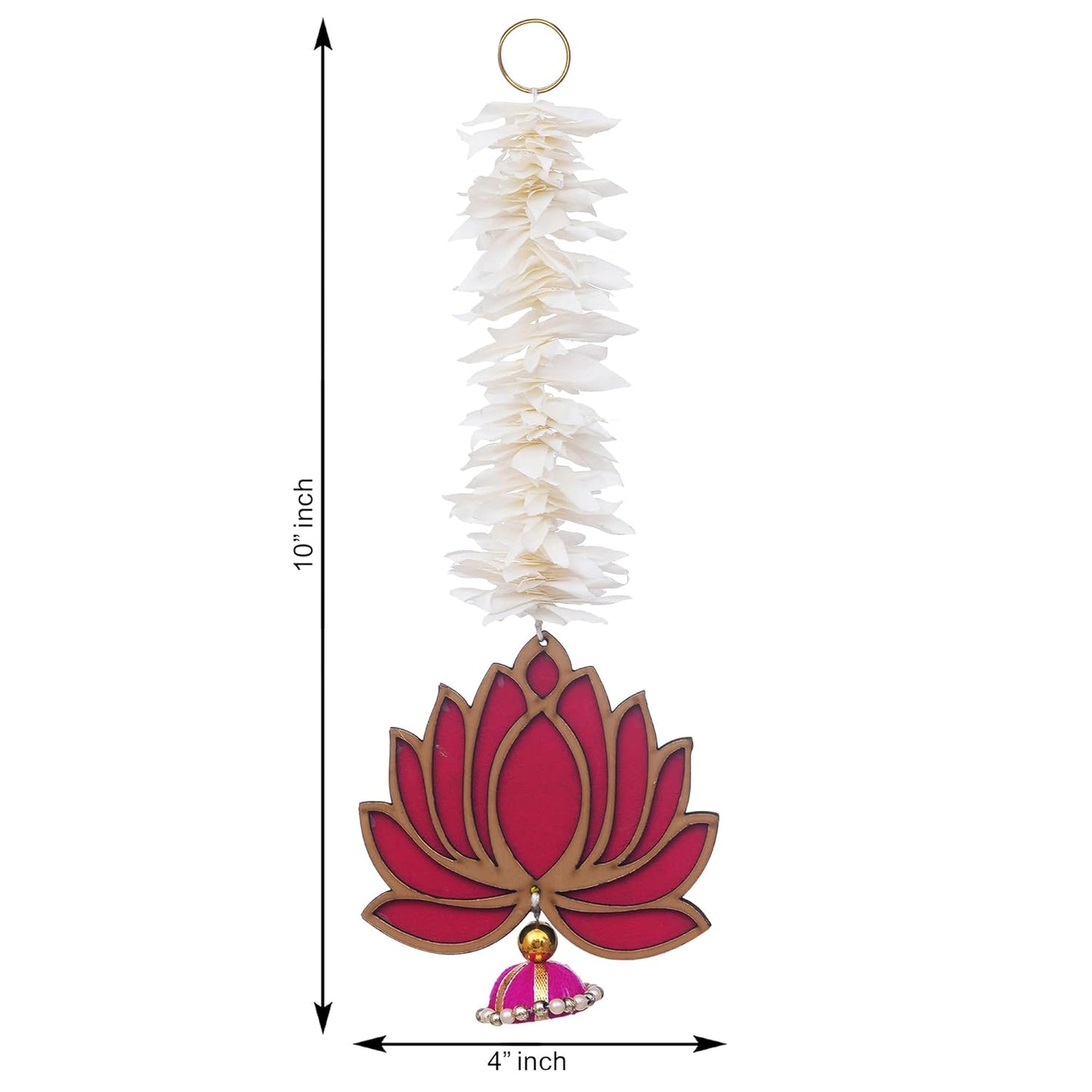 JaipurCrafts  Premium Yellow Lotus with White Gajra Flower Wall Hanging |Lotus Back Drop Hanging | Wall Decor |Temple Decor Wall Hanging Home and Office Decor (Pink)