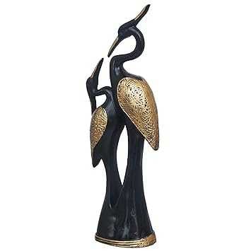 JaipurCrafts  Premium Swan Pair of Kissing Duck Showpieces for Home and Office Decor- Antique Showpieces (14 Inches, Black and Gold)