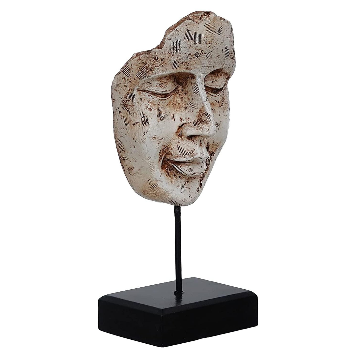 Webelkart Poly Resin Human Face Sculptures Showpieces On Stand Showpiece for Home Decoration Living Room Bedroom Office Décor (White Gold, 9 Inches)