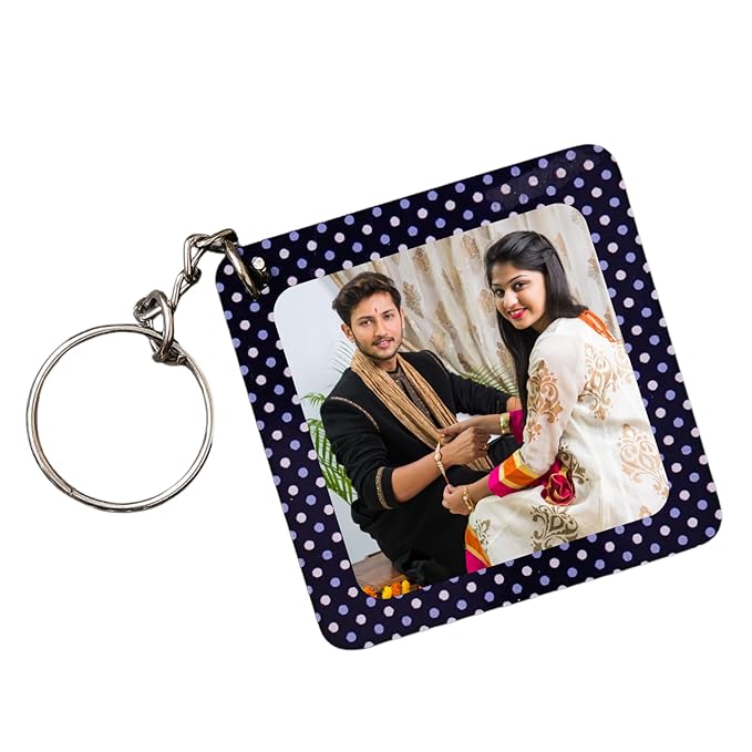Webelkart 4 Rakhi Combo for Bhaiya and bhabhi with Kids Customised Best Wishes Stand with Image Upload and Customised Keychain with Photo Print and Greeting Cards and Roli Chawal Pack