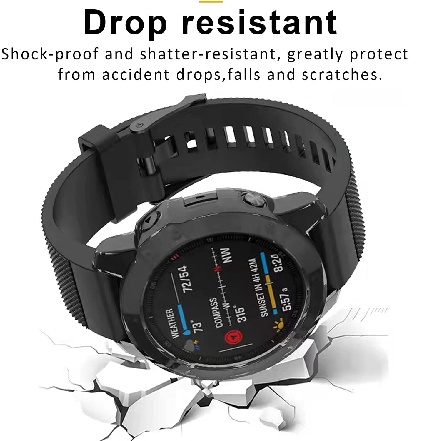 Zitel Case for Garmin Fenix 7X / Fenix 7X Solar Bumper Cover (Not for Fenix 7S / Fenix 7) - Black Tint