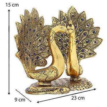 JaipurCrafts Premium Aluminium Gold Plated Pair of Kissing Duck Showpiece- 15 cm
