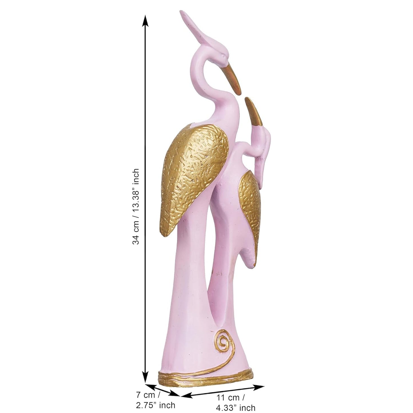 Webelkart Premium Good Luck Swan Pair of Kissing Duck Showpiece for Home and Office Decor - 35.56 cm (Polyresin) (Pink and Gold)