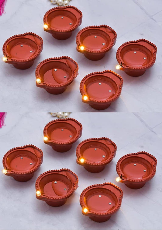 JaipurCrafts Premium Water Sensor Led Diya Led Candle with Electric Water Sensing Diya , Warm Yellow Ambient Lights, Battery Operated Led Candles for Home Decor| Diwali Water Diya| (Pack of 12 ,Plastic)