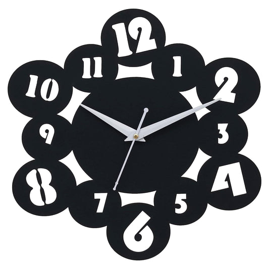 Webelkart Premium Round Abstract Wood Wall Clock for Home and Office Decor (12 Inch x 12 Inch, Black)