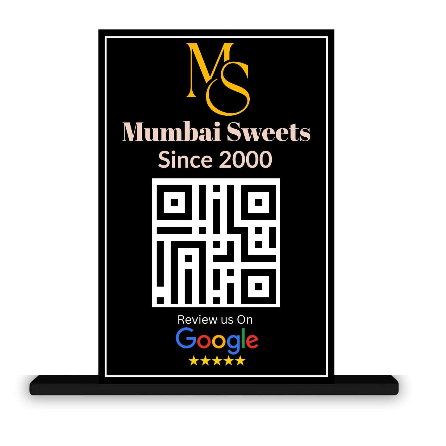 JaipurCrafts  QR Code Display Stand with Wooden Base, Acrylic Google Review Stand for Offices and Shops and Restaurents , 4 x 6 Inches, Black