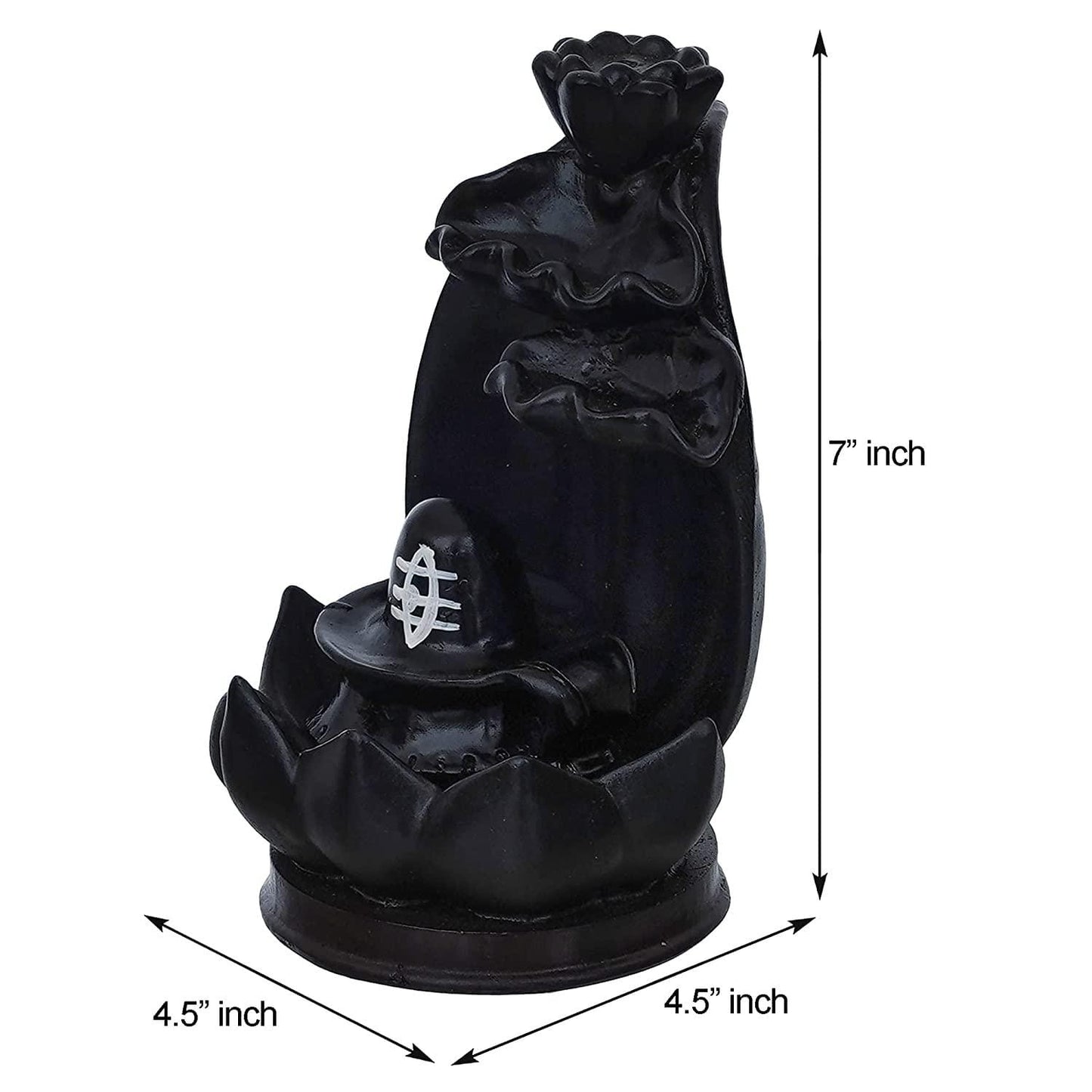 Webelkart Polyresin Shivling Backflow Smoke Incense Holder/Smoke Fountain for Home with Free10 Scented Incense Cones| Shiva Smoke Fountain | Shivling for Home Puja (Black,7 Inches)