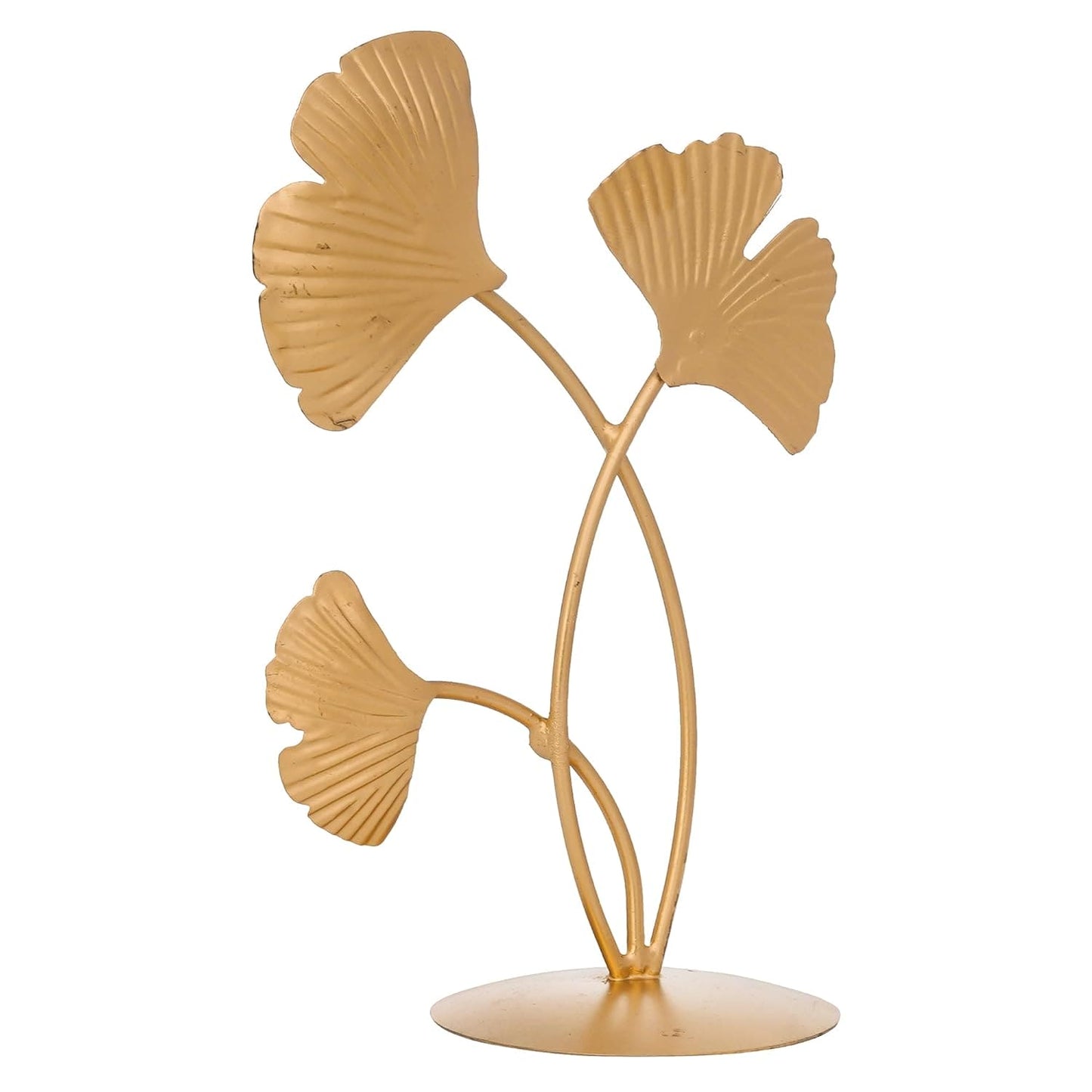 JaipurCrafts Premium Iron Decorative 3 Leaf Design Showpiece For Home decor - table decoration items (7.8 inches)