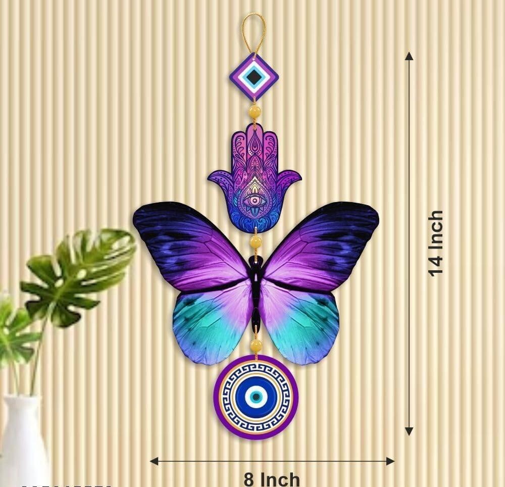JaipurCrafts Premium Printed Evil eye Wall Hanging For Home And Office Decor Wall Hanging Wooden Art Decoration Item for Living Room |Home Decor | Gifts | Quotes Decor Item |Wall Sculpture (14"X8")