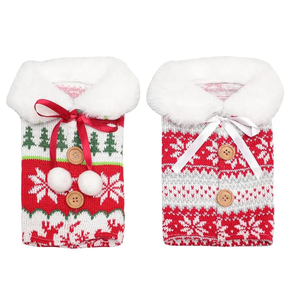 Wool style Christmas Fur Wine Bottle Cover