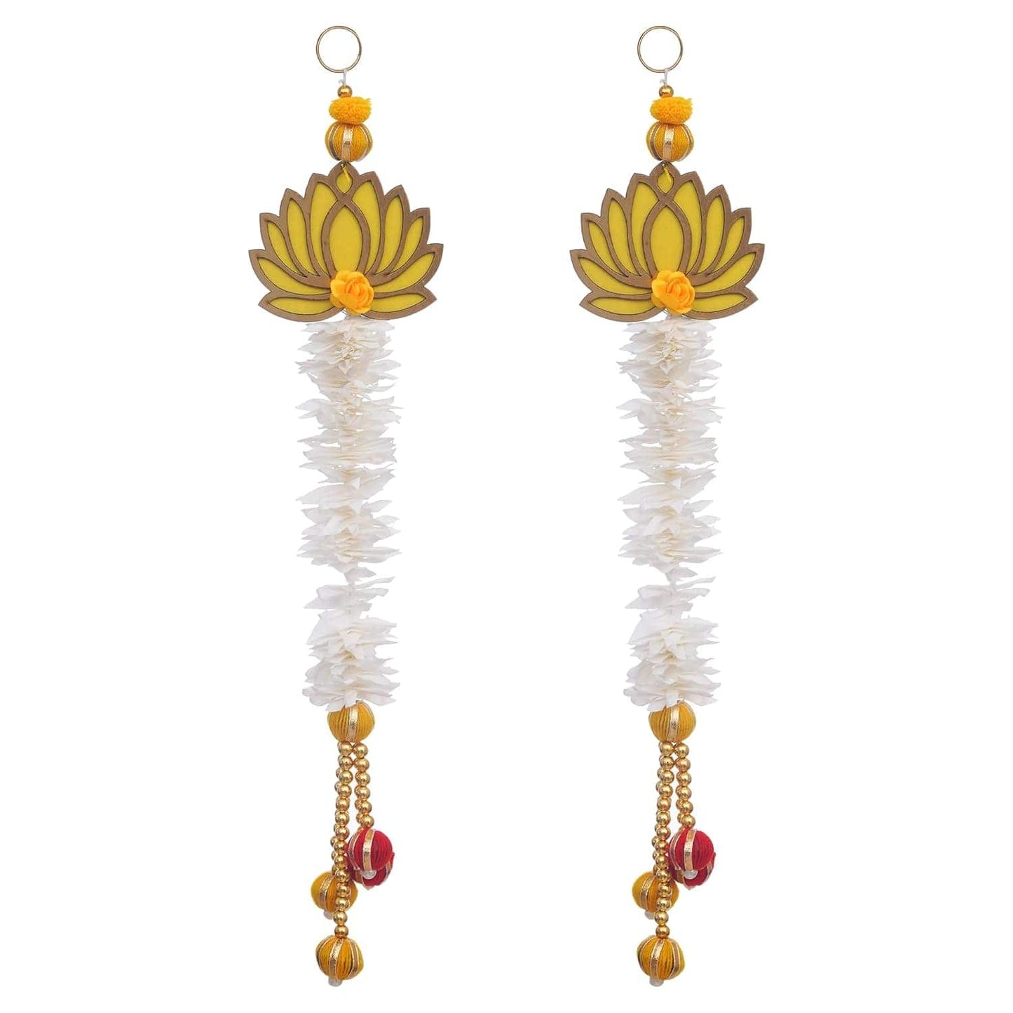 JaipurCrafts  Premium Yellow and Gold Lotus Wall Hanging |Lotus Back Drop Hanging | Wall Decor |Temple Decor Home and Office Decor (Set of 2) 17" Inches