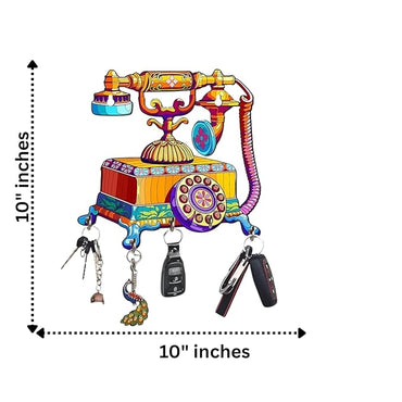 Webelkart Premium Vintage Telephone Designer Rajasthani Wooden key holder for Home And office decor, Key chain holder for home,Key Holder For Home Decor (10" Inches)