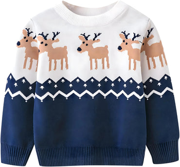 Christmas deer Sweater Long Sleeve Warm Knitted Pullover