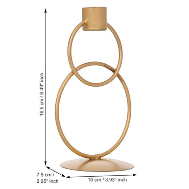 JaipurCrafts Premium Decorative Rings Candle stick holder for home and dining table decoration (6.5 inches, Gold)