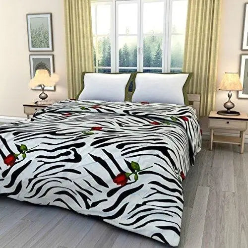 JaipurCrafts 220 TC Polycotton Single Blanket - Abstract, Red, Black and White