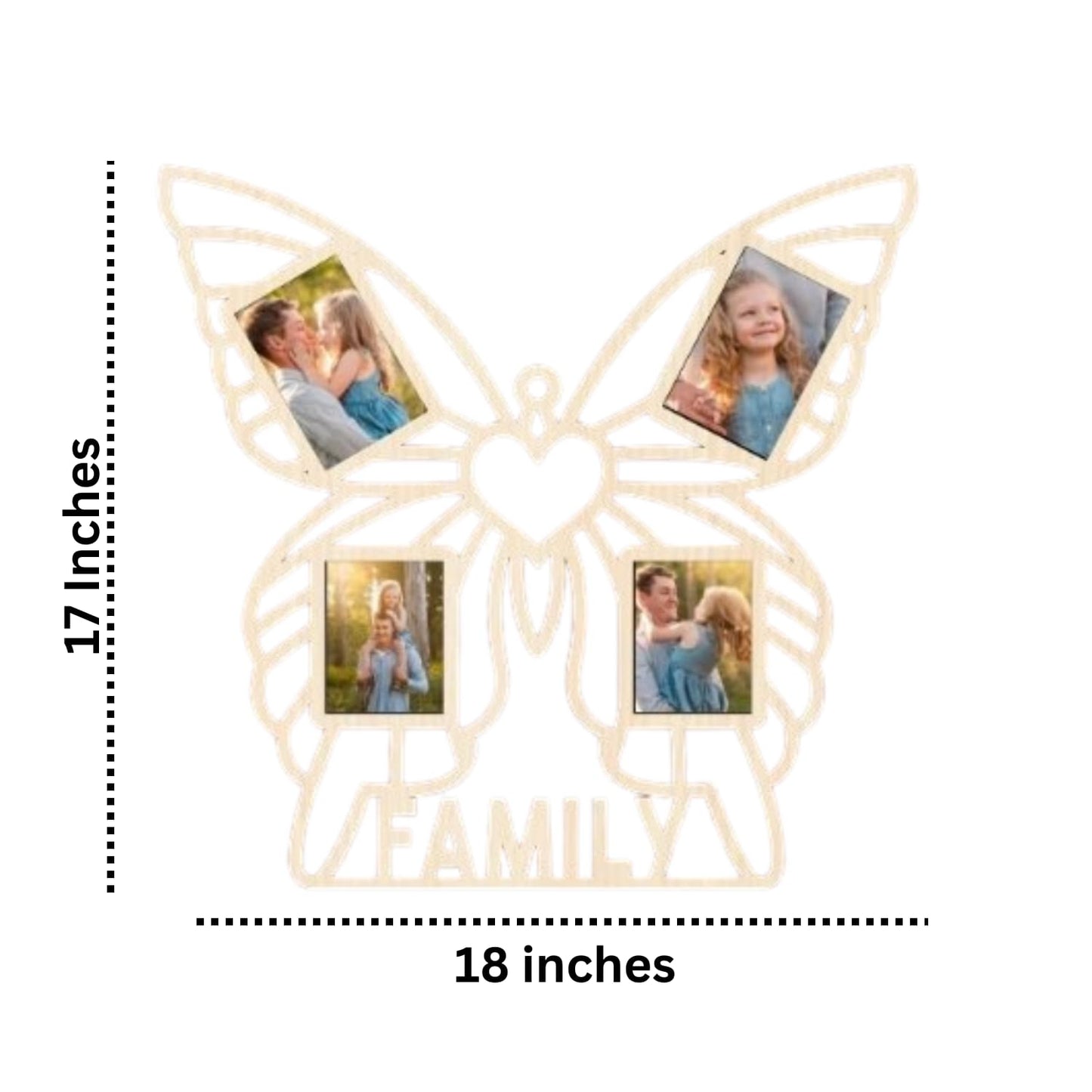 Webelkart Premium Customisation Butterfly Shape Family Wooden wall Hanging For Home and Living Room Decor (18 Inches)