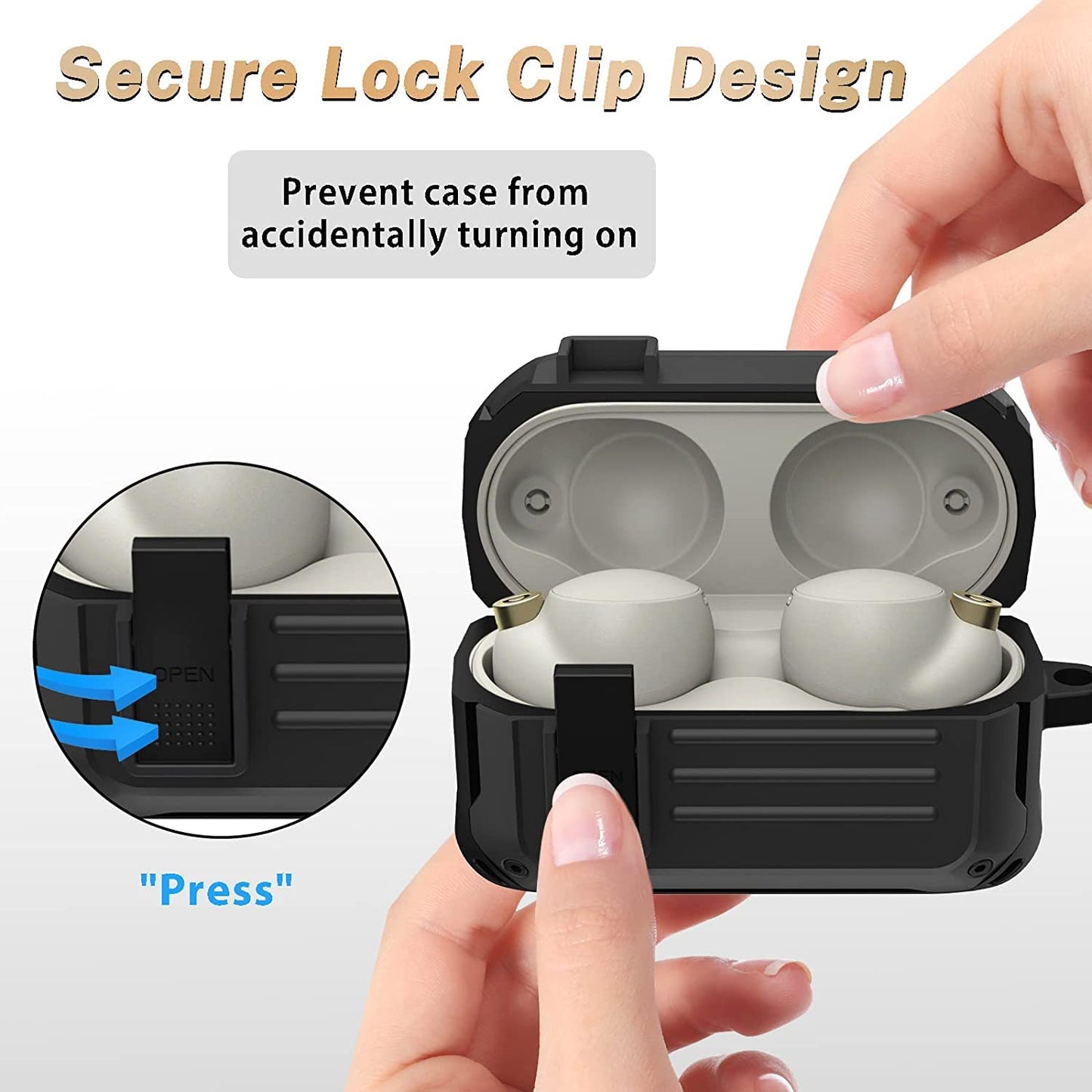 Zitel Case for Sony WF-1000XM4 Earbud (2021), Rugged Armor Design with Secure Lock - Matte Black
