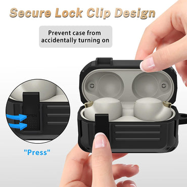 Zitel Case for Sony WF-1000XM4 Earbud (2021), Rugged Armor Design with Secure Lock - Matte Black