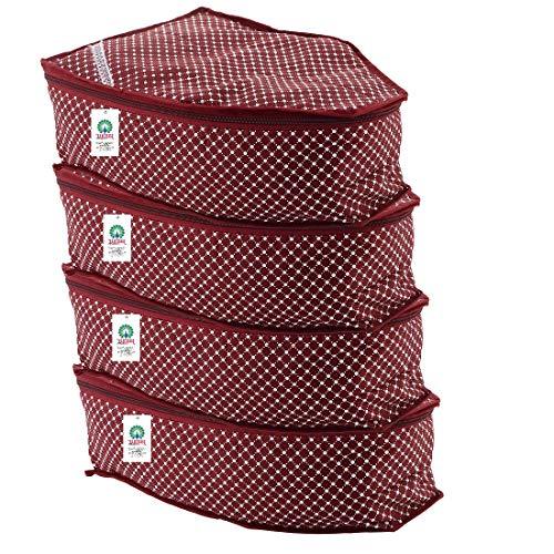 JaipurCrafts 4 Piece Quilted Cotton Polka Dots Print Blouse Cover Set, Maroon (39 cm x 27 cm x 20 cm)