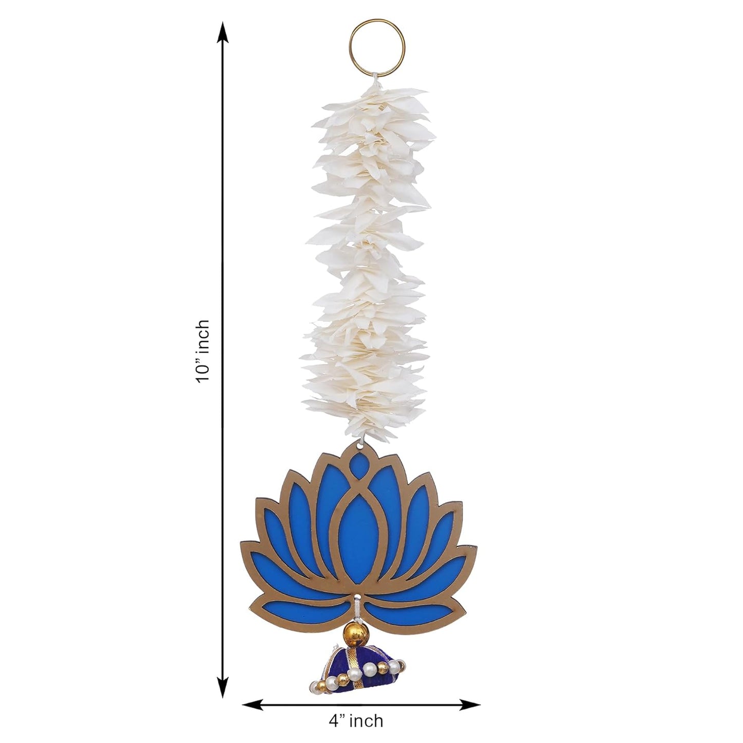 JaipurCrafts  Premium Yellow Lotus with White Gajra Flower Wall Hanging |Lotus Back Drop Hanging | Wall Decor |Temple Decor Wall Hanging Home and Diwali Decorations (Blue)