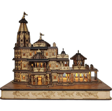 Webelkart Premium Ram Mandir Ayodhya Wooden Temple Beautiful Plywood Mandir Pooja Room Home Decor Office/Home Temple (7" Inches)