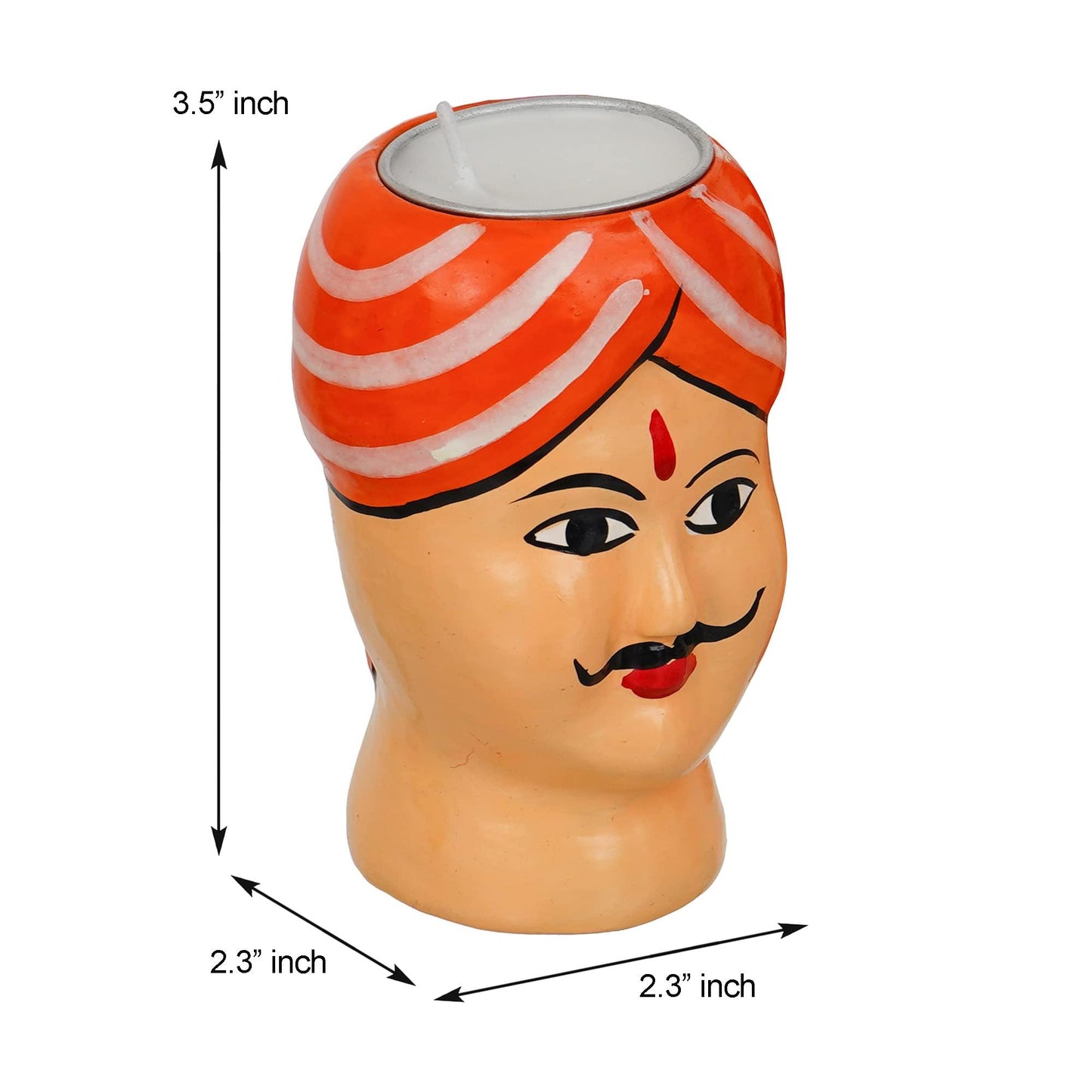 Webelkart Premium Handmade Kaka Kaki Rajasthani Couple Tealight Candle Holder for Home | Kaka kaki face Tealight Holder for Diwali Decoration