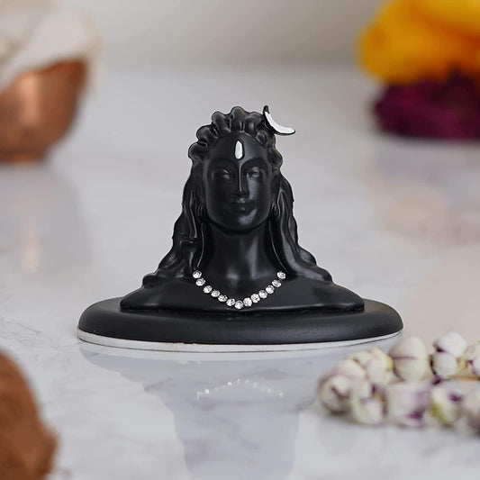 Webelkart Premium Metal Adiyogi Shiva Statue for Home and Car Dashboard ( Self Adhesive, Black, 2.5 in)