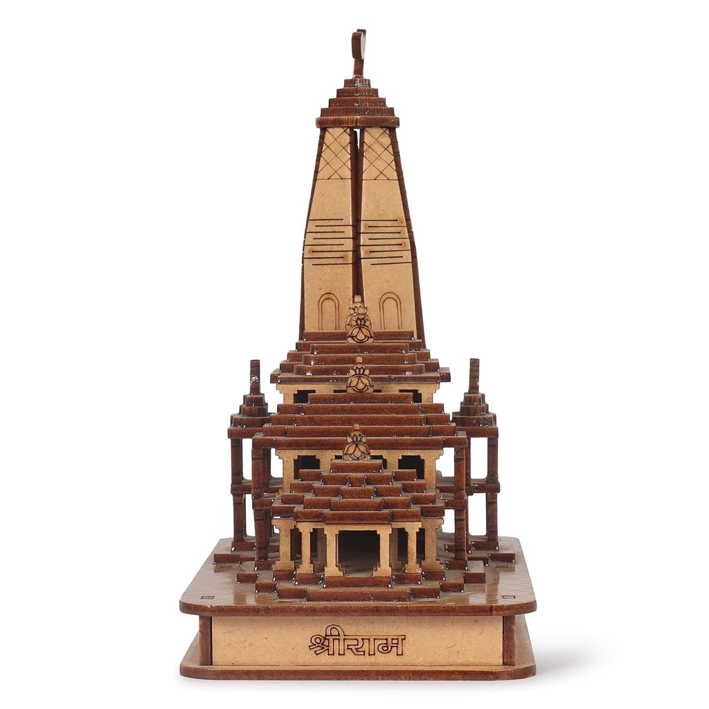 Webelkart Premium Ram Mandir Ayodhya Shree Janmbhumi Temple Wooden Temple Beautiful Plywood Mandir Pooja Room Home Decor Office/Home Temple (5" Inches)