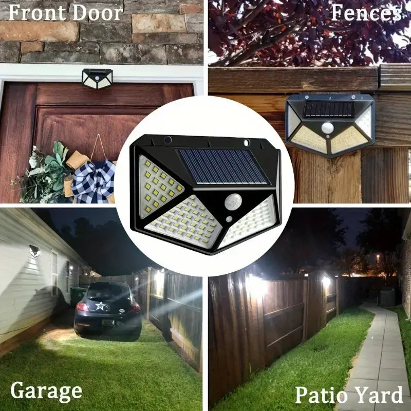 100 LED Solar-Powered Wall Lamp with Motion Sensor – High-Brightness LED Lights for Indoor & Outdoor Use, Automatic Brightness Adjustment, Ideal for Porch, Garden, and Home Decor, Solar Wall Lamp