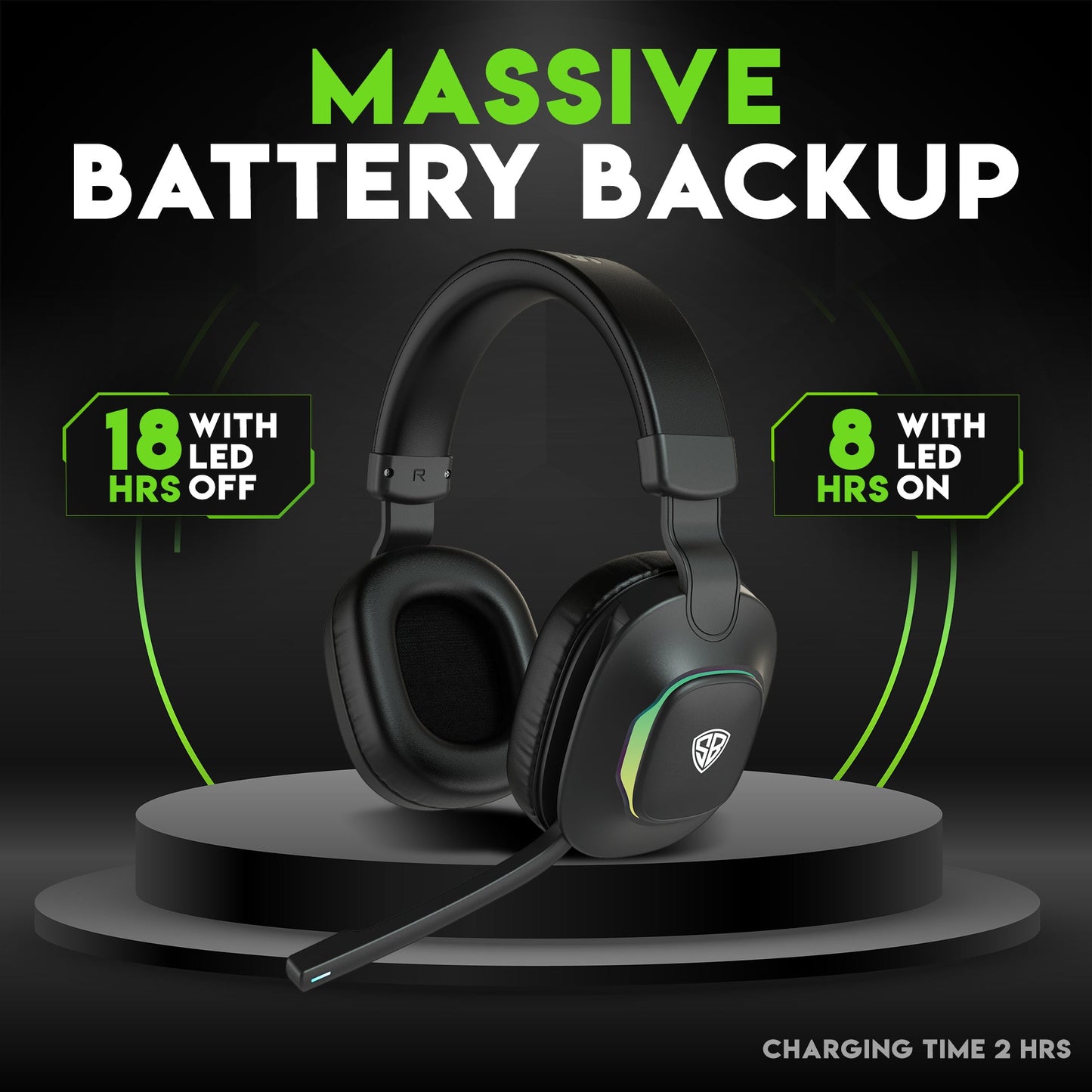 SpinBot Ranger HX300 Wireless Bluetooth Low Latency Gaming Headphones (Black)