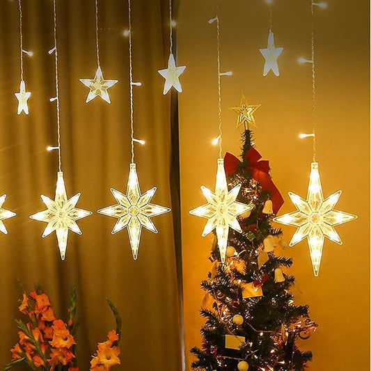 12 LED Polaris Curtain String Lights - Star Christmas Decoration Lights