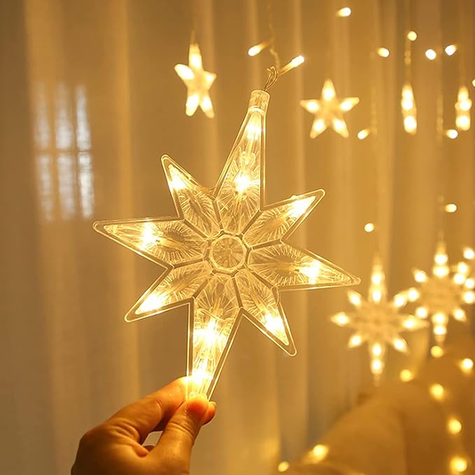 12 LED Polaris Curtain String Lights - Star Christmas Decoration Lights