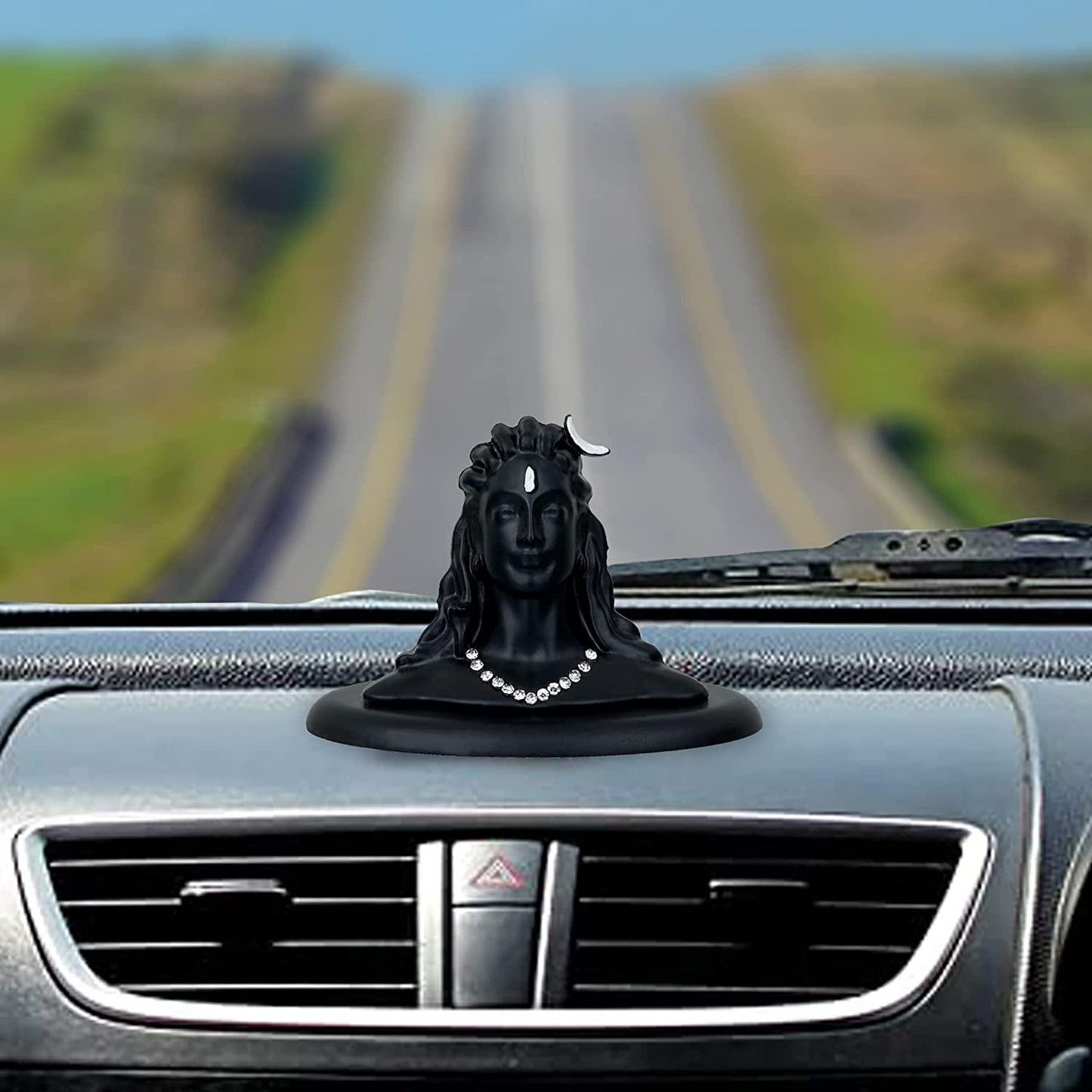 Webelkart Premium Metal Adiyogi Shiva Statue for Home and Car Dashboard ( Self Adhesive, Black, 2.5 in)