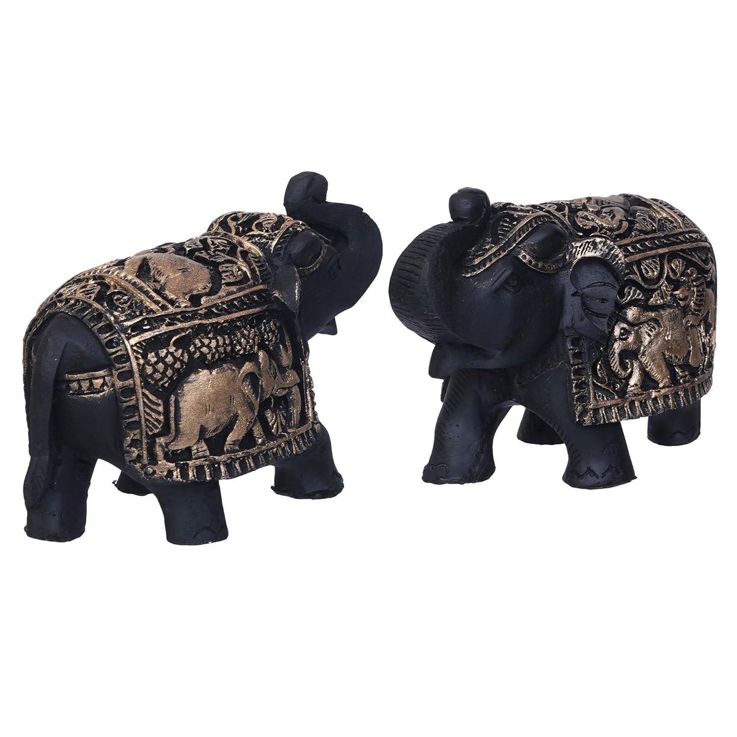 Webelkart Premium Set of 2 Resin Elephant tusks Statues, Animal Figurines Decorative Showpieces for Home Decor|Table & Gift Article,Animal Decorative Showpiece (6.30" Inches)