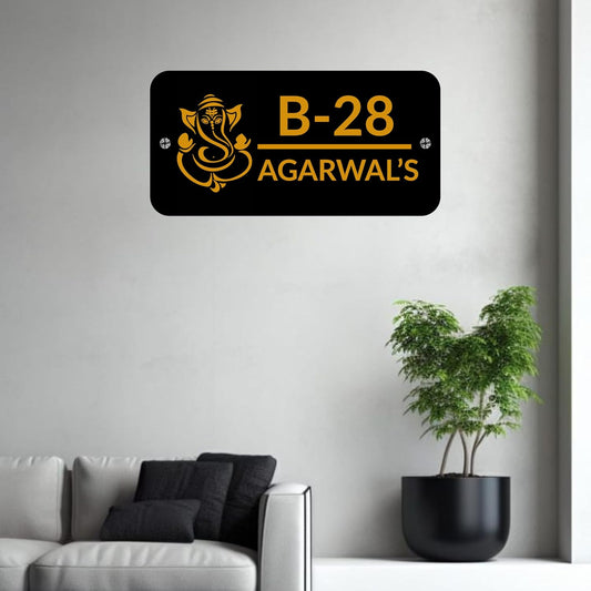 Webelkart Premium Customised Acrylic House Name Plate For Home Entrance Outdoor - 10 X 5 Inches, Black