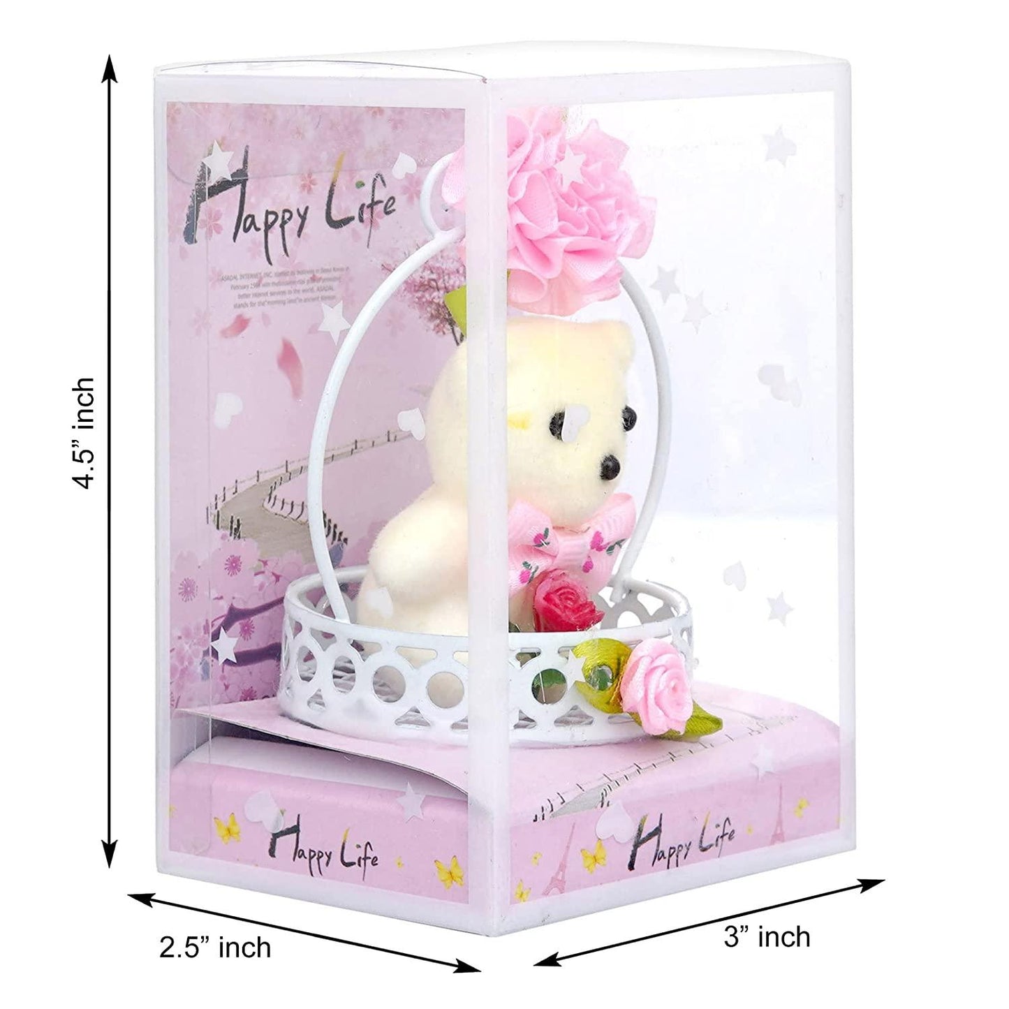 Webelkart®️ Exclusive Cute Little Teddy Sitting in Basket Showpiece for Her / Girlfriend / Wife / Fiancee / Valentines Day (Pink)