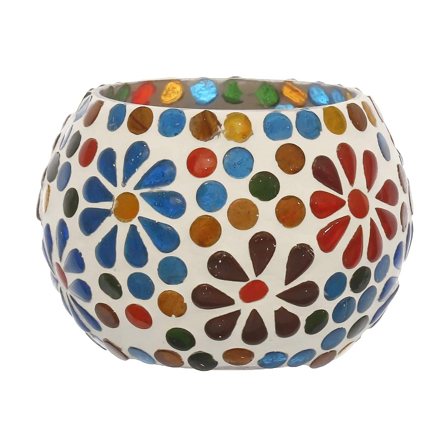 Webelkart Premium Mosaic tealight Candle Holder for Home and Christmas Decorations - (Multi -Pack of 1)- Mix Designs
