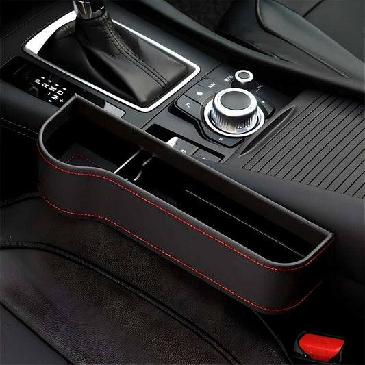 CarPocket: PU Leather Car Seat Gap Organizer with Bottle & Cup Holder, Storage for Phones, Keys, Cards & Coins – Space Saving Catcher