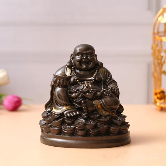 JaipurCrafts Premium Laughing Buddha Showpiece for HomeOffice Decor Feng Shui Buddha Showpiece (4.92" Inches Multicolor)